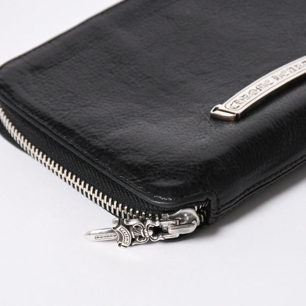 極美品 CHROME HEARTS クロムハーツ 二つ折り財布 財布 バンクローバー レザー ブラック シルバー925 セメタリークロスパッチ 中古 4a006700