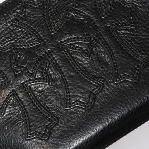極美品 CHROME HEARTS クロムハーツ 二つ折り財布 財布 バンクローバー レザー ブラック シルバー925 セメタリークロスパッチ 中古 4a006700
