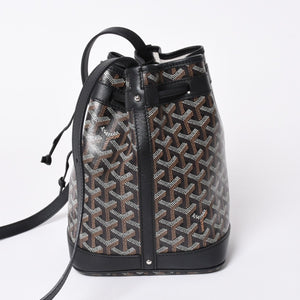 新品同様 GOYARD ゴヤール プティフロ バケット バッグ ブラック ショルダーバッグ コーティングキャンバス カーフスキン 中古 4a006701