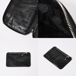 極美品 CHROME HEARTS クロムハーツ 二つ折り財布 財布 バンクローバー レザー ブラック シルバー925 セメタリークロスパッチ 中古 4a006700
