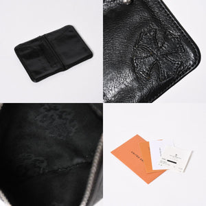 極美品 CHROME HEARTS クロムハーツ 二つ折り財布 財布 バンクローバー レザー ブラック シルバー925 セメタリークロスパッチ 中古 4a006700