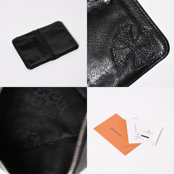極美品 CHROME HEARTS クロムハーツ 二つ折り財布 財布 バンクローバー レザー ブラック シルバー925 セメタリークロスパッチ 中古 4a006700