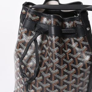 新品同様 GOYARD ゴヤール プティフロ バケット バッグ ブラック ショルダーバッグ コーティングキャンバス カーフスキン 中古 4a006701