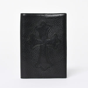 極美品 CHROME HEARTS クロムハーツ パスポートケース パスポートカバー セメタリークロス レザー ブラック 中古 4a006699