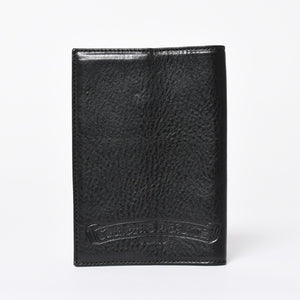 極美品 CHROME HEARTS クロムハーツ パスポートケース パスポートカバー セメタリークロス レザー ブラック 中古 4a006699