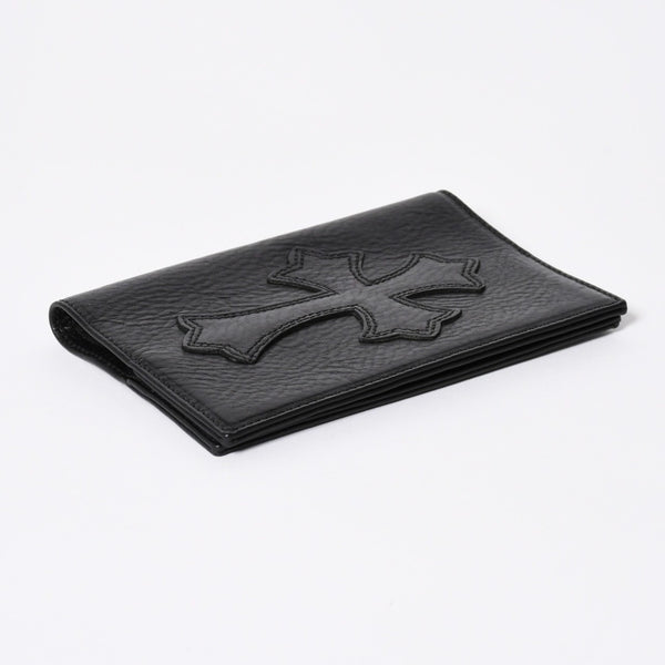 極美品 CHROME HEARTS クロムハーツ パスポートケース パスポートカバー セメタリークロス レザー ブラック 中古 4a006699