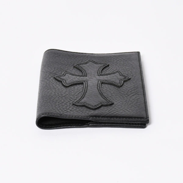 極美品 CHROME HEARTS クロムハーツ パスポートケース パスポートカバー セメタリークロス レザー ブラック 中古 4a006699