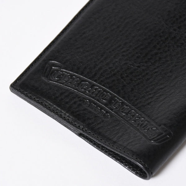 極美品 CHROME HEARTS クロムハーツ パスポートケース パスポートカバー セメタリークロス レザー ブラック 中古 4a006699