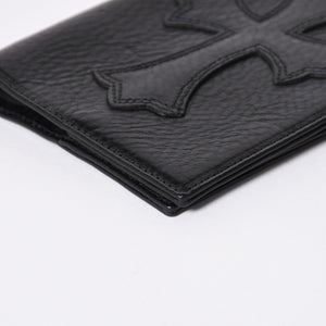 極美品 CHROME HEARTS クロムハーツ パスポートケース パスポートカバー セメタリークロス レザー ブラック 中古 4a006699