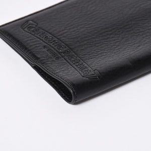 極美品 CHROME HEARTS クロムハーツ パスポートケース パスポートカバー セメタリークロス レザー ブラック 中古 4a006699
