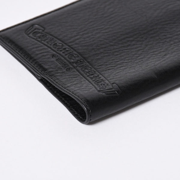 極美品 CHROME HEARTS クロムハーツ パスポートケース パスポートカバー セメタリークロス レザー ブラック 中古 4a006699