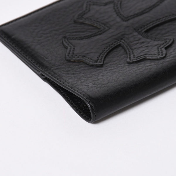 極美品 CHROME HEARTS クロムハーツ パスポートケース パスポートカバー セメタリークロス レザー ブラック 中古 4a006699