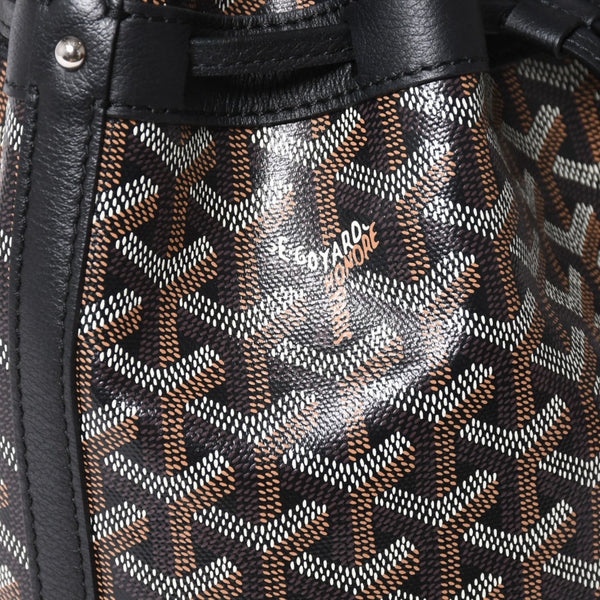 新品同様 GOYARD ゴヤール プティフロ バケット バッグ ブラック ショルダーバッグ コーティングキャンバス カーフスキン 中古 4a006701