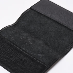 極美品 CHROME HEARTS クロムハーツ パスポートケース パスポートカバー セメタリークロス レザー ブラック 中古 4a006699