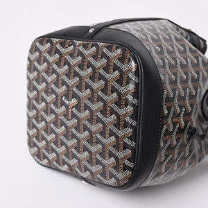 新品同様 GOYARD ゴヤール プティフロ バケット バッグ ブラック ショルダーバッグ コーティングキャンバス カーフスキン 中古 4a006701