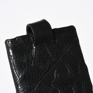 極美品 CHROME HEARTS クロムハーツ セメタリークロスパッチ カードケース ブラック 黒 シルバー金具 スクロールラベルロゴ シルバー925 中古 4a006706