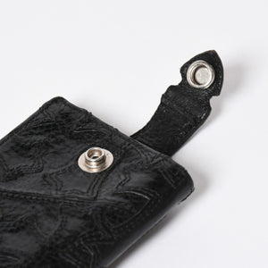 極美品 CHROME HEARTS クロムハーツ セメタリークロスパッチ カードケース ブラック 黒 シルバー金具 スクロールラベルロゴ シルバー925 中古 4a006706
