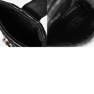 極美品 CHROME HEARTS クロムハーツ セメタリークロスパッチ カードケース ブラック 黒 シルバー金具 スクロールラベルロゴ シルバー925 中古 4a006706