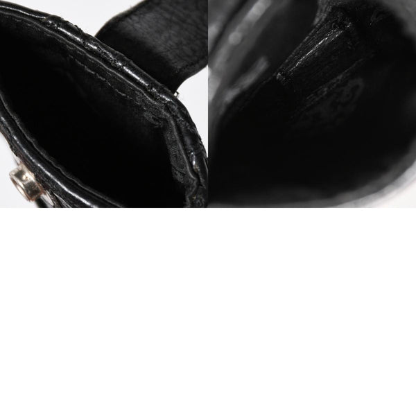 極美品 CHROME HEARTS クロムハーツ セメタリークロスパッチ カードケース ブラック 黒 シルバー金具 スクロールラベルロゴ シルバー925 中古 4a006706