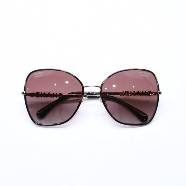 極美品 CHANEL シャネル バタフライ サングラス アイウェア 4283 c.429/S9 サイズ58□17 135 ココマーク べっ甲カラー 中古 4a006613