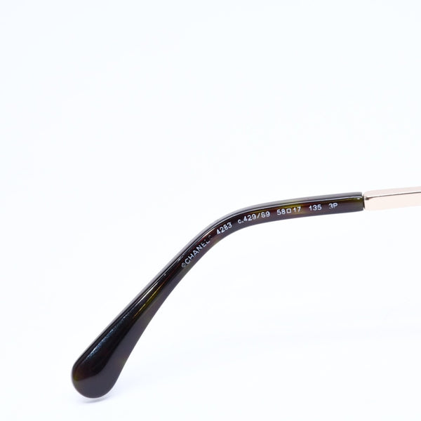 極美品 CHANEL シャネル バタフライ サングラス アイウェア 4283 c.429/S9 サイズ58□17 135 ココマーク べっ甲カラー 中古 4a006613