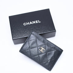 CHANEL シャネル クラシック カードケース 16番台 ココマーク キャビアスキン ブラック ゴールド金具 美品 中古 4a006631