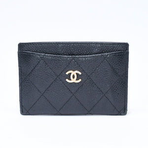 CHANEL シャネル クラシック カードケース 16番台 ココマーク キャビアスキン ブラック ゴールド金具 美品 中古 4a006631