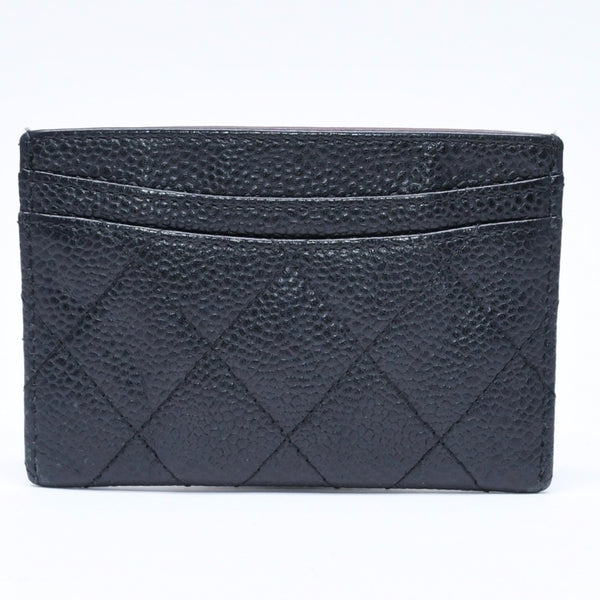 CHANEL シャネル クラシック カードケース 16番台 ココマーク キャビアスキン ブラック ゴールド金具 美品 中古 4a006631