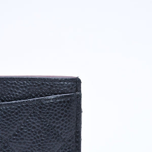 CHANEL シャネル クラシック カードケース 16番台 ココマーク キャビアスキン ブラック ゴールド金具 美品 中古 4a006631