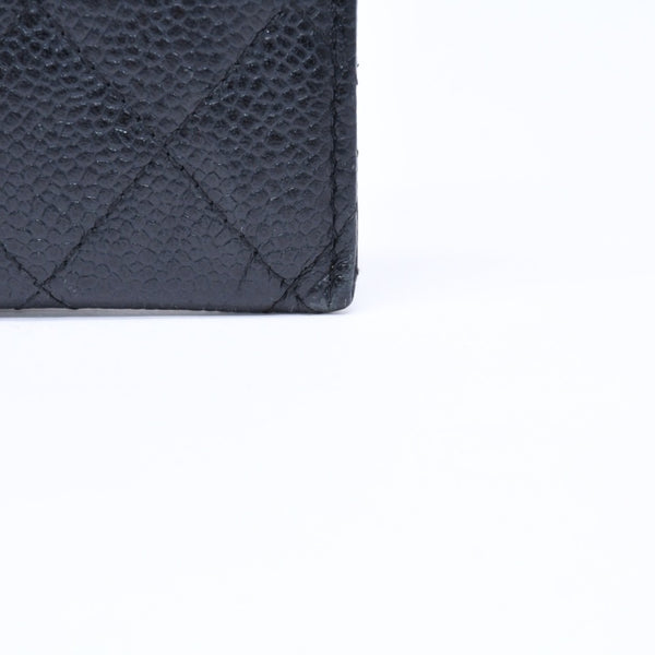 CHANEL シャネル クラシック カードケース 16番台 ココマーク キャビアスキン ブラック ゴールド金具 美品 中古 4a006631