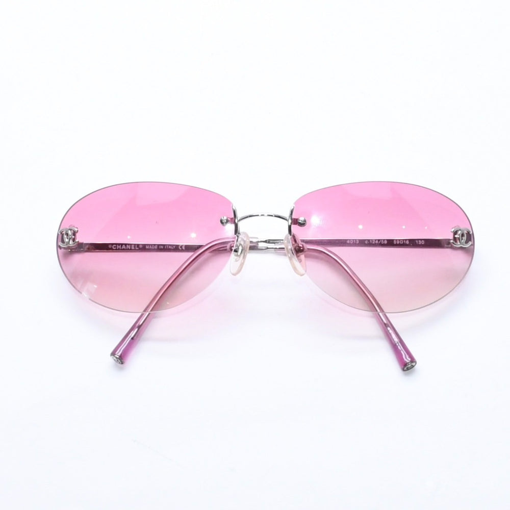 極美品 CHANEL シャネル サングラス リムレス アイウェア ココマーク 4013 c.124/58 サイズ59◻︎16 130 中古 4a006711