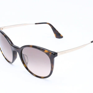 極美品 PRADA プラダ サングラス アイウェア SPR17AS-F 2AU-3D0 サイズ55□21 140 ベッコウ柄 サイドロゴ アセテート 中古 4a006708