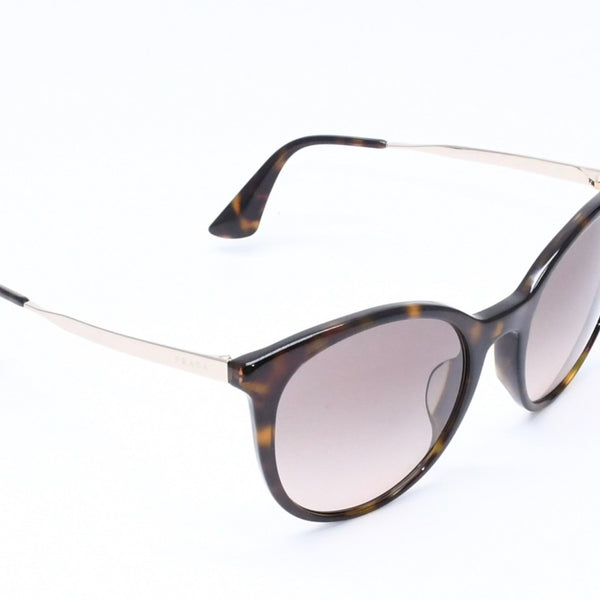 極美品 PRADA プラダ サングラス アイウェア SPR17AS-F 2AU-3D0 サイズ55□21 140 ベッコウ柄 サイドロゴ アセテート 中古 4a006708