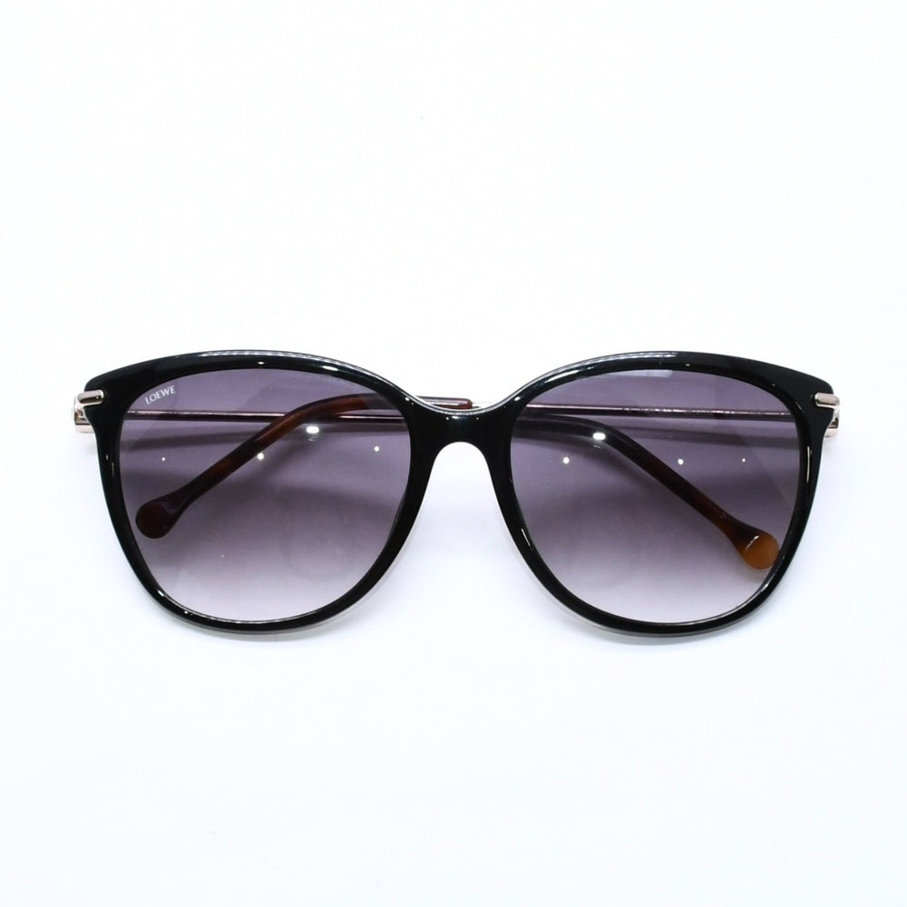極美品 LOEWE ロエベ サングラス アイウェア SLW935 COL 700E サイズ56□18 135 サイドロゴ ブラック アセテート 中古 4a006712
