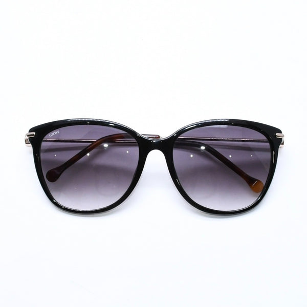 極美品 LOEWE ロエベ サングラス アイウェア SLW935 COL 700E サイズ56□18 135 サイドロゴ ブラック アセテート 中古 4a006712