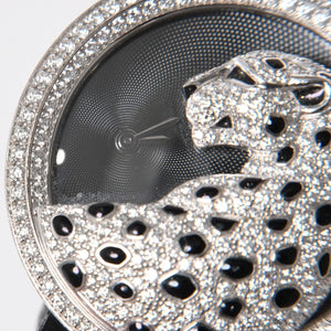 CARTIER カルティエ PANTHERE パンサー 腕時計 HPI00648 重量95,8g WG クォーツ レザー ブラック文字盤 美品 中古 4a006555