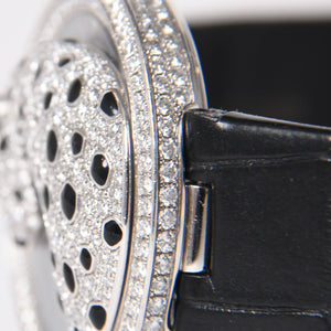 CARTIER カルティエ PANTHERE パンサー 腕時計 HPI00648 重量95,8g WG クォーツ レザー ブラック文字盤 美品 中古 4a006555