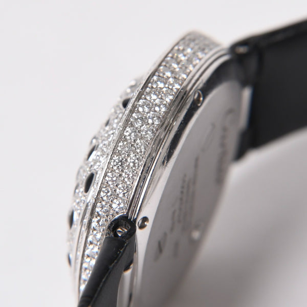 CARTIER カルティエ PANTHERE パンサー 腕時計 HPI00648 重量95,8g WG クォーツ レザー ブラック文字盤 美品 中古 4a006555