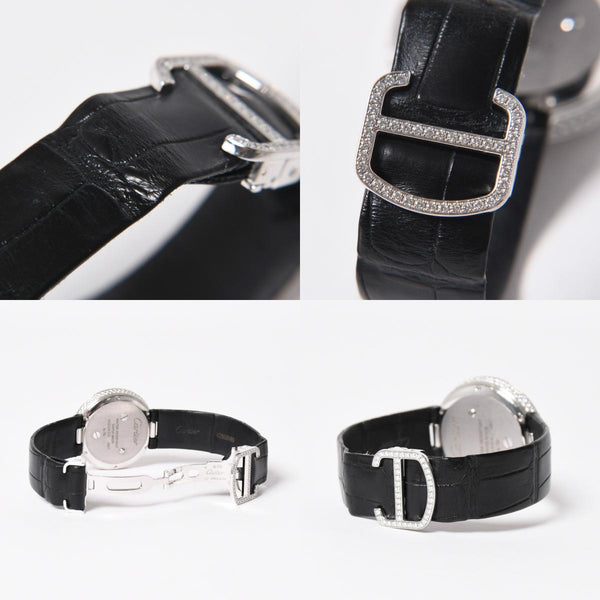 CARTIER カルティエ PANTHERE パンサー 腕時計 HPI00648 重量95,8g WG クォーツ レザー ブラック文字盤 美品 中古 4a006555
