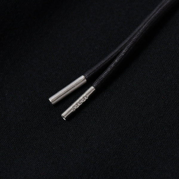極美品 SACAI サカイ スポンジスウェット × ナイロンツイルフーディ SCM-057 2サイズ ブラック ドッキング シルバー金具 日本製 中古 4a006869