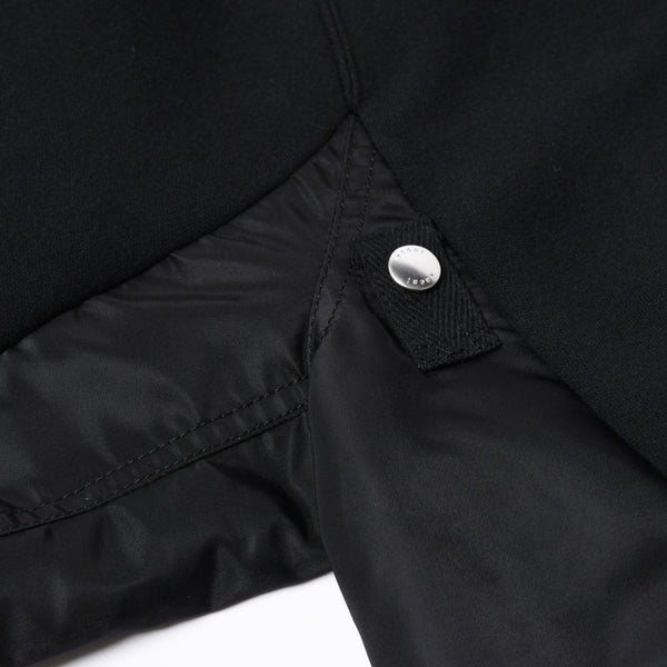 極美品 SACAI サカイ スポンジスウェット × ナイロンツイルフーディ SCM-057 2サイズ ブラック ドッキング シルバー金具 日本製 中古 4a006869