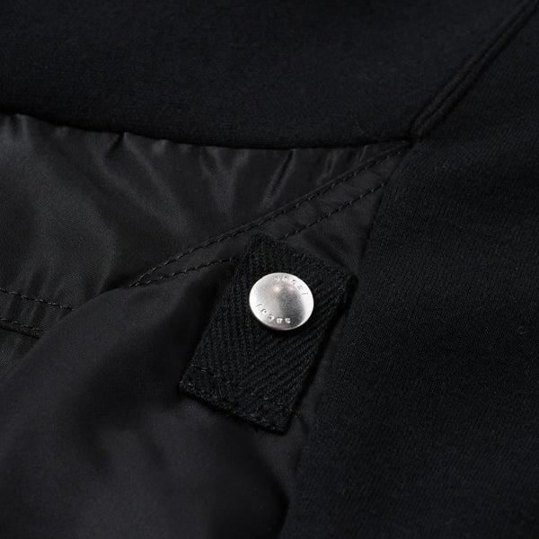 極美品 SACAI サカイ スポンジスウェット × ナイロンツイルフーディ SCM-057 2サイズ ブラック ドッキング シルバー金具 日本製 中古 4a006869