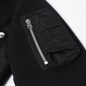 極美品 SACAI サカイ スポンジスウェット × ナイロンツイルフーディ SCM-057 2サイズ ブラック ドッキング シルバー金具 日本製 中古 4a006869