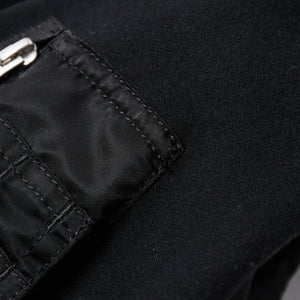 極美品 SACAI サカイ スポンジスウェット × ナイロンツイルフーディ SCM-057 2サイズ ブラック ドッキング シルバー金具 日本製 中古 4a006869