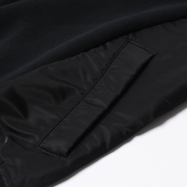 極美品 SACAI サカイ スポンジスウェット × ナイロンツイルフーディ SCM-057 2サイズ ブラック ドッキング シルバー金具 日本製 中古 4a006869