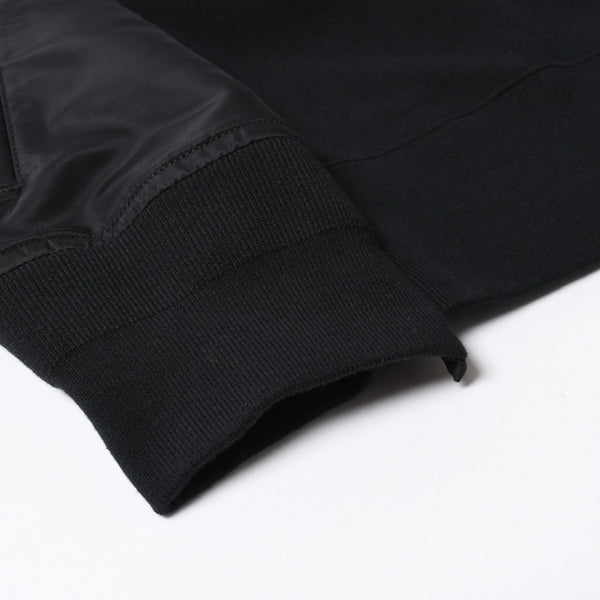 極美品 SACAI サカイ スポンジスウェット × ナイロンツイルフーディ SCM-057 2サイズ ブラック ドッキング シルバー金具 日本製 中古 4a006869