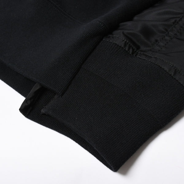 極美品 SACAI サカイ スポンジスウェット × ナイロンツイルフーディ SCM-057 2サイズ ブラック ドッキング シルバー金具 日本製 中古 4a006869
