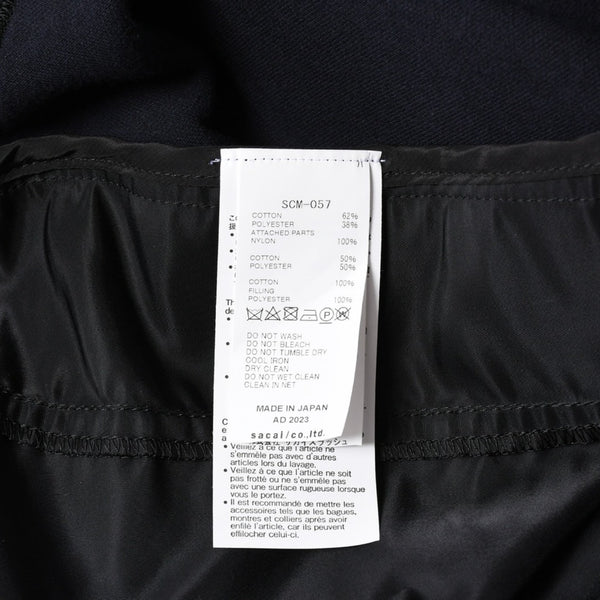 極美品 SACAI サカイ スポンジスウェット × ナイロンツイルフーディ SCM-057 2サイズ ブラック ドッキング シルバー金具 日本製 中古 4a006869