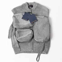 極美品 LOUIS VUITTON ルイヴィトン リブユーティリティベスト RM192 ヴァージル期 Sサイズ 3Dマルチポケット シルバー グレー金具 中古 4a006867