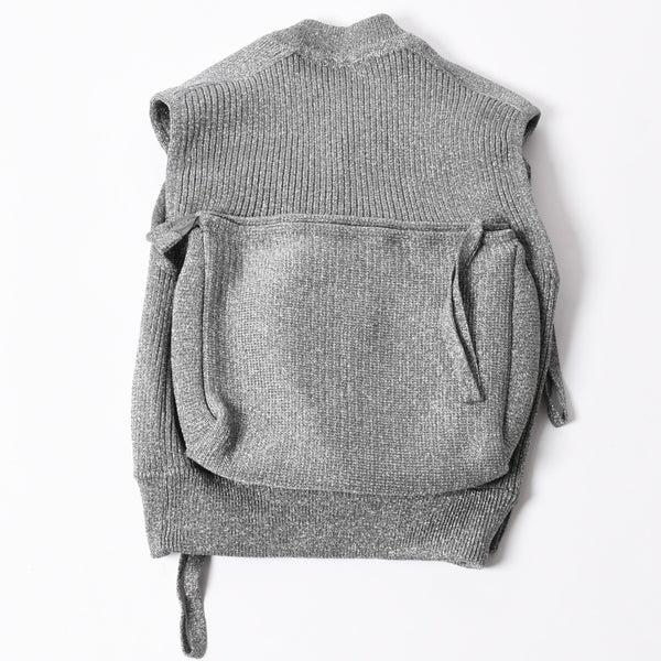 極美品 LOUIS VUITTON ルイヴィトン リブユーティリティベスト RM192 ヴァージル期 Sサイズ 3Dマルチポケット シルバー グレー金具 中古 4a006867